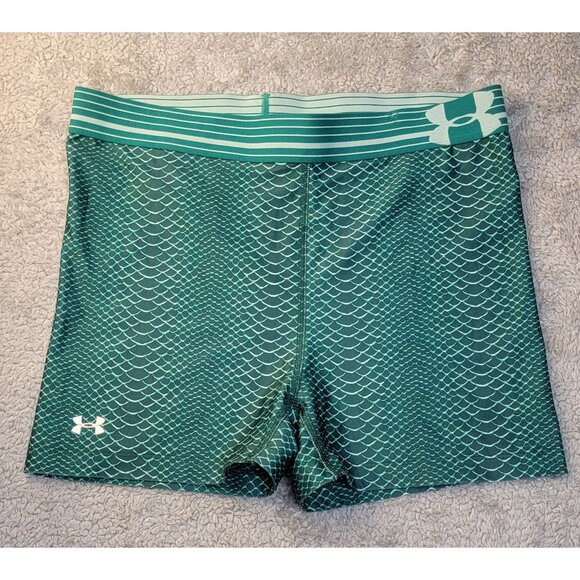 Under Armour HeatGear Armour Mermaid Scale Print Compression Shorts.  Size:  XS - Picture 1 of 12